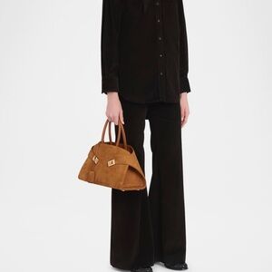 Ferragamo Small Hug Textured Suede Top-Handle Bag